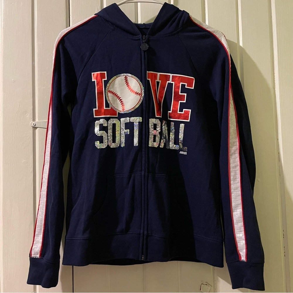 JUSTICE bling softball hoodie-size 16 like new